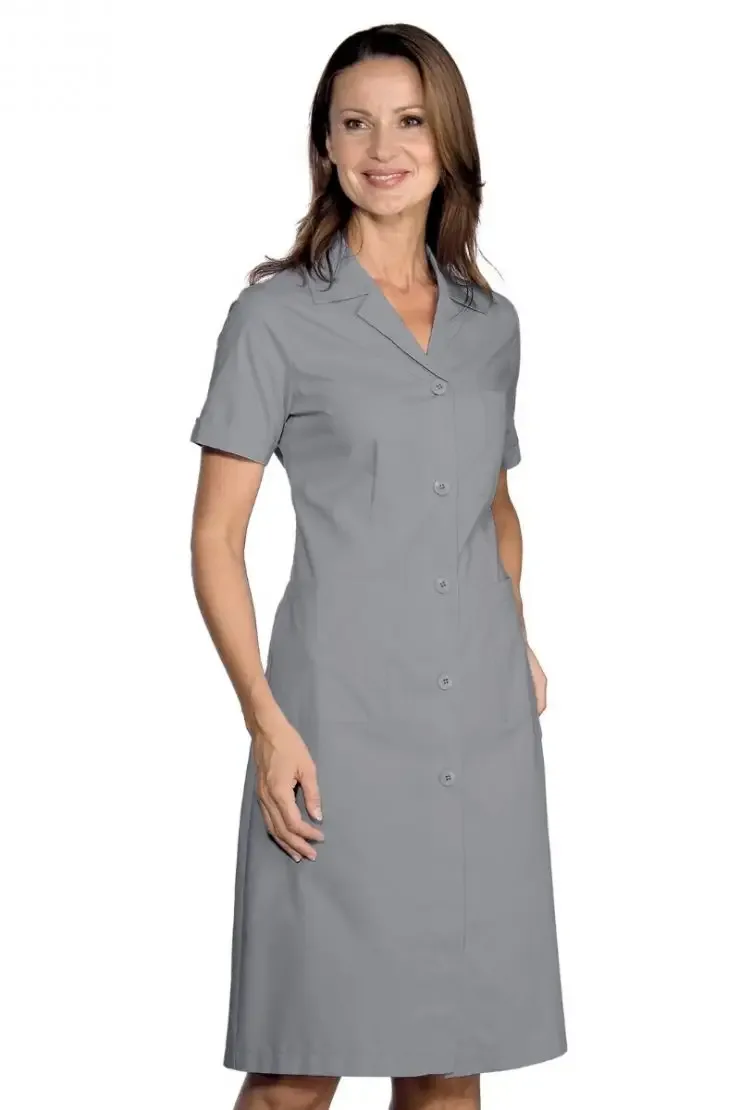 Grey Women’s Button-Front Work Apron – Cleaning and Tea Server Apron