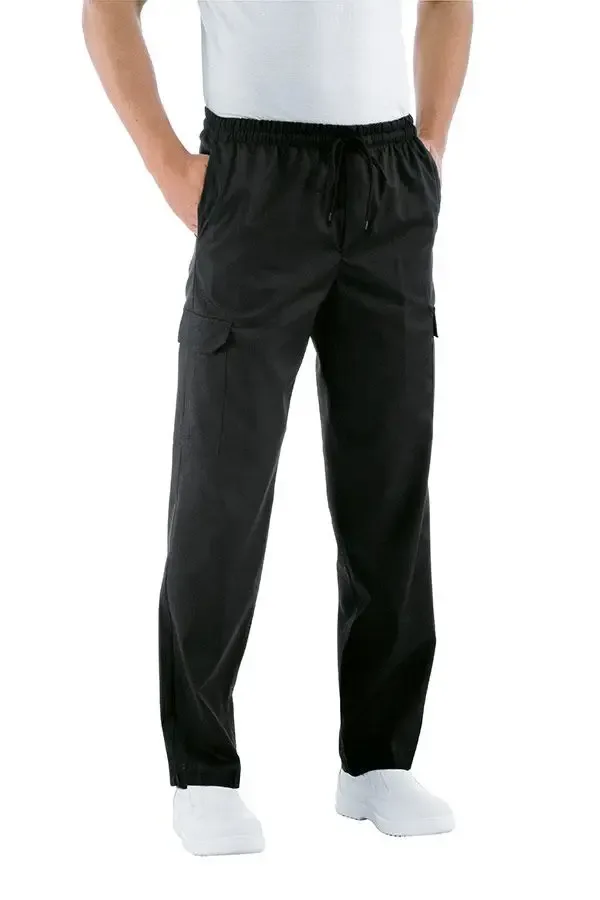 Black Elasticated-Waist Cleaning and Kitchen Work Trousers