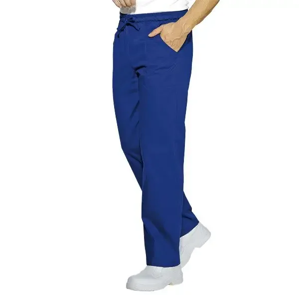 Blue Elasticated-Waist Kitchen Work Trousers with Pockets