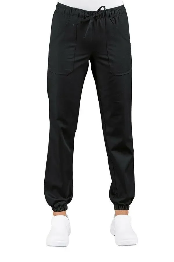 Black Elasticated Cook and Chef Trousers