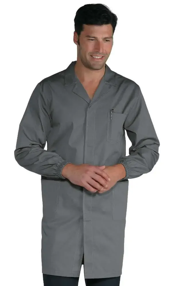 Grey Button-Front Coat – Food and Cleaning Coat