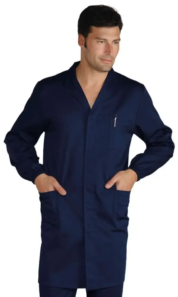 Navy Button-Front Cleaning Staff Coat