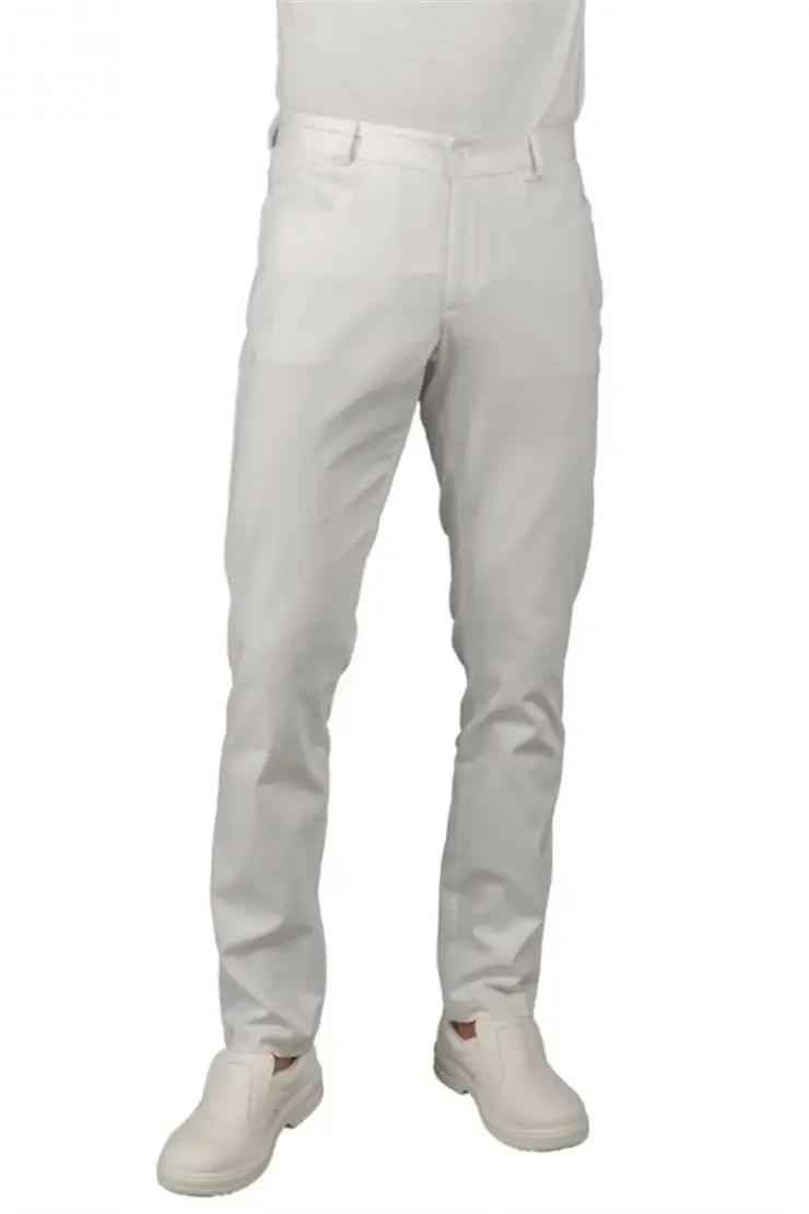 White Men’s Belted Cook and Chef Trousers