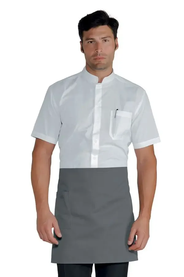 Grey Men’s Waist-Tie Apron with Pocket – Waiter and Kitchen Apron