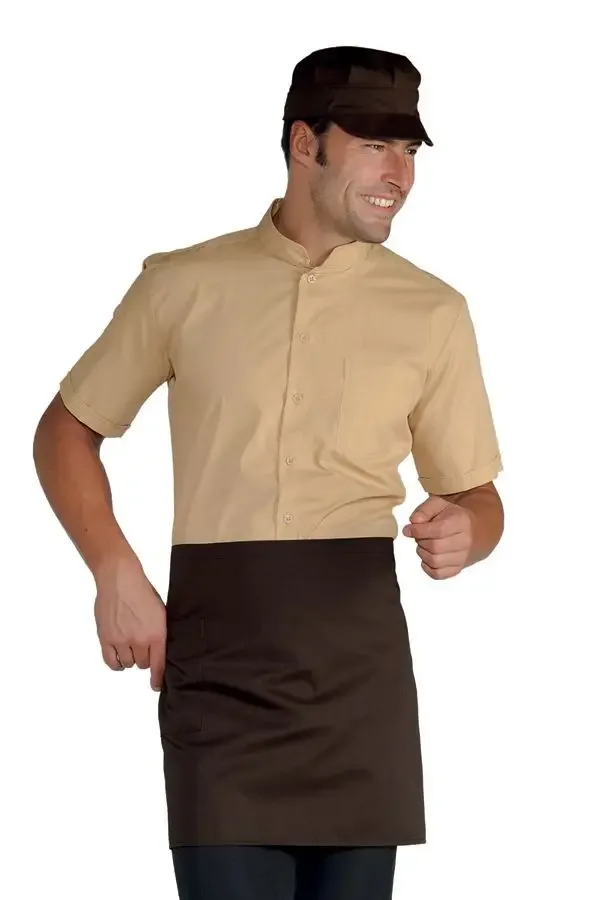 Brown Men’s Waiter’s Apron with Pocket and Hat