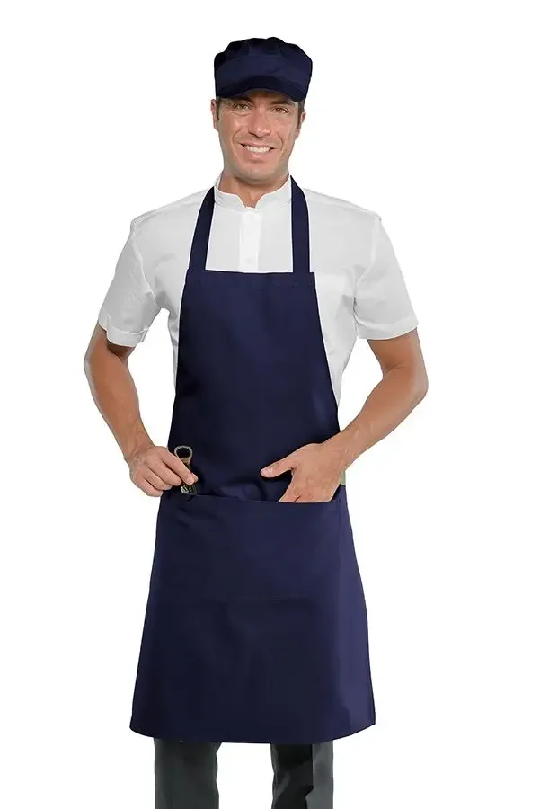 Navy Full-Length Waiter’s Bib Apron with Pocket