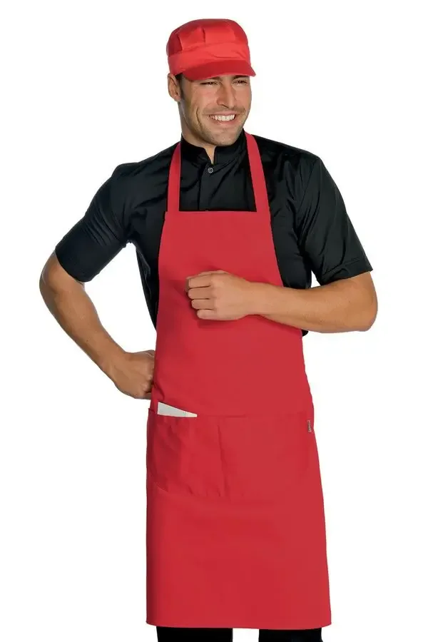 Red Full-Length Tie Waiter’s Apron with Pocket – Chef’s Apron