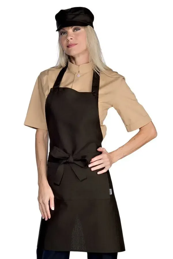 Brown Women’s Bib Apron with Neck Strap and Pocket