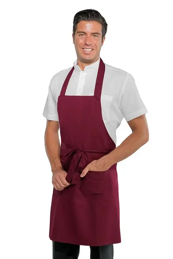 Red Bib Apron with Pocket