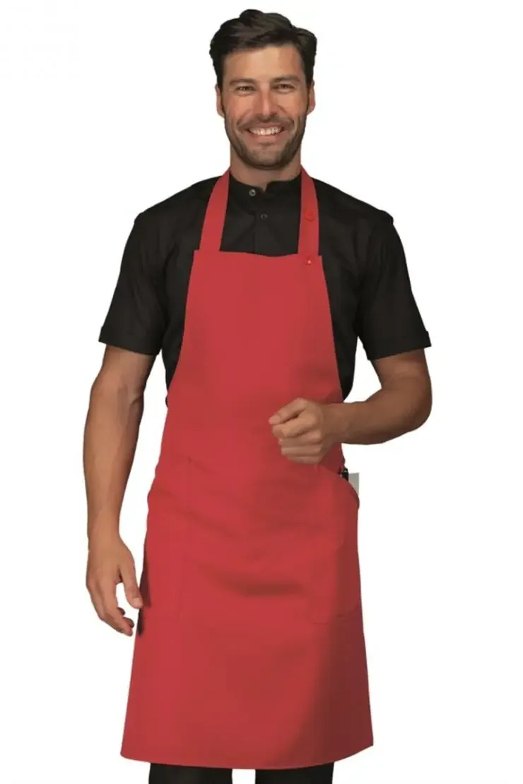 Red Bib Waiter’s Apron – Tie-Up Kitchen Apron