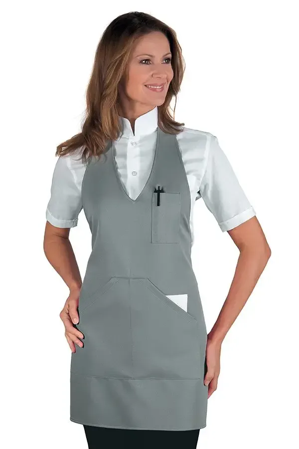 Grey Women’s Work Apron – Women’s Full-Length Apron with Pockets