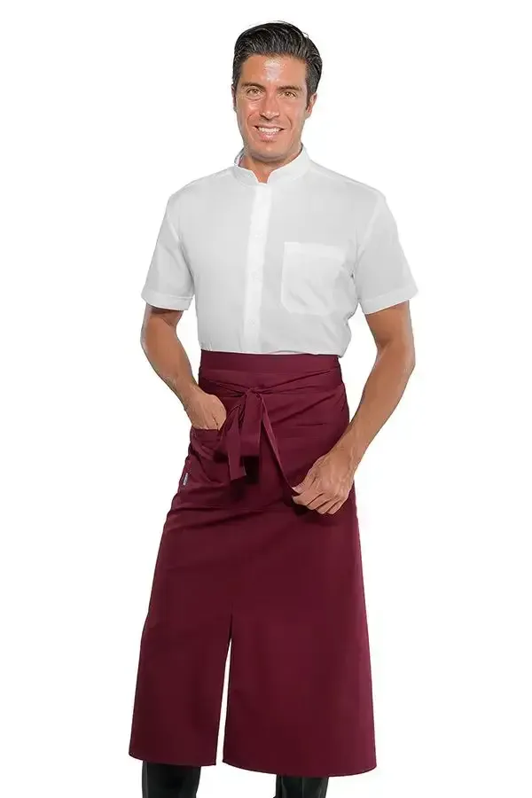 Burgundy Men’s Long Work Apron with Slit