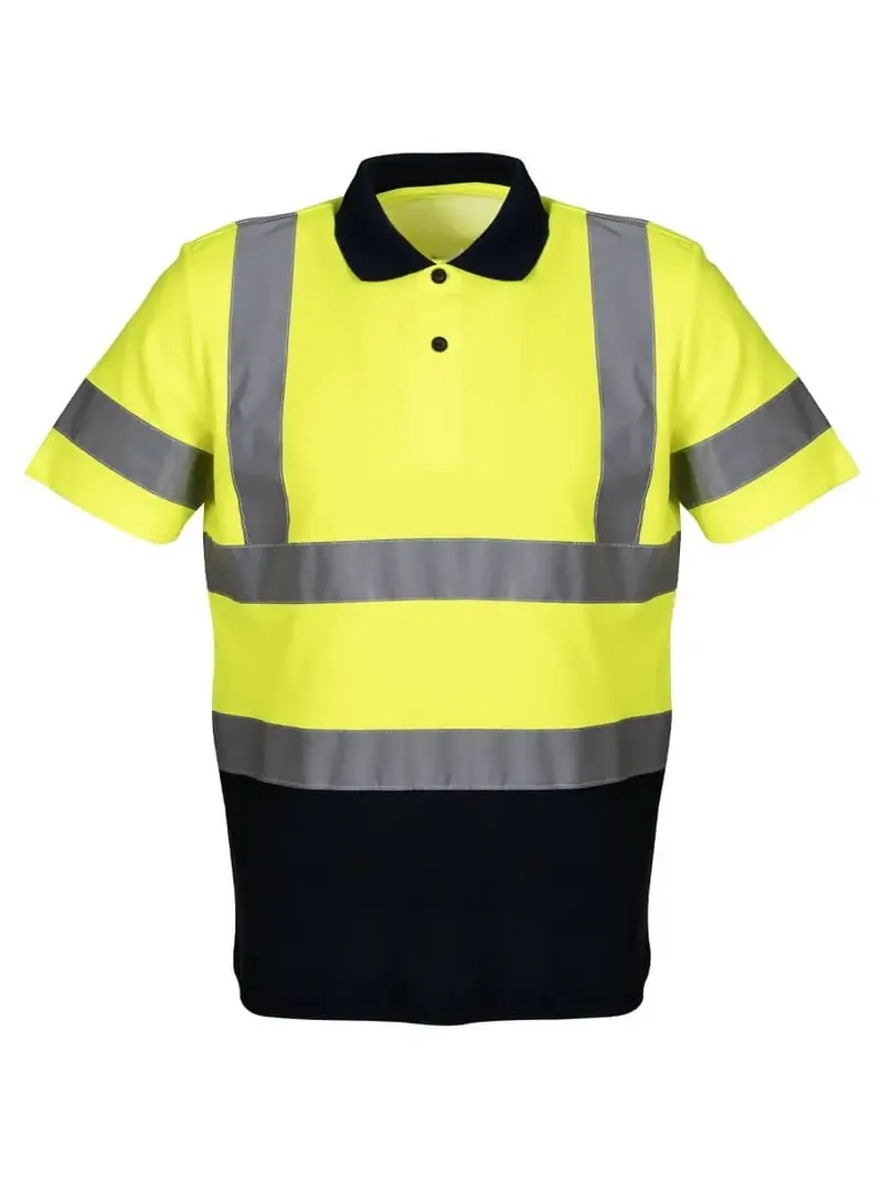 Reflektörlü Polo Yaka Tişört – Neon Sarı Lacivert