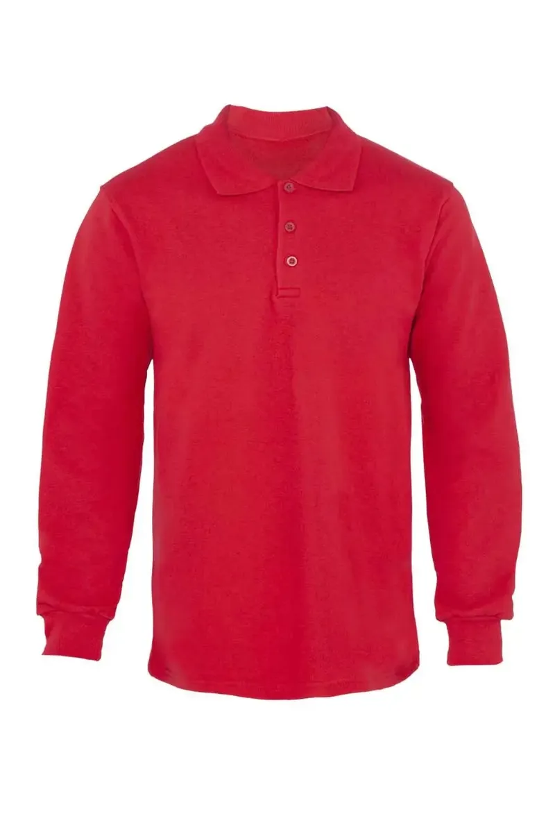 Logolu Polo Yaka Sweatshirt – Kalın Polarlı Kırmızı Renk
