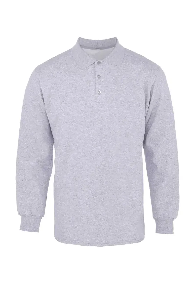 Logo Nakışlı Polo Sweatshirt – Kalın Şardonlu Gri Renk