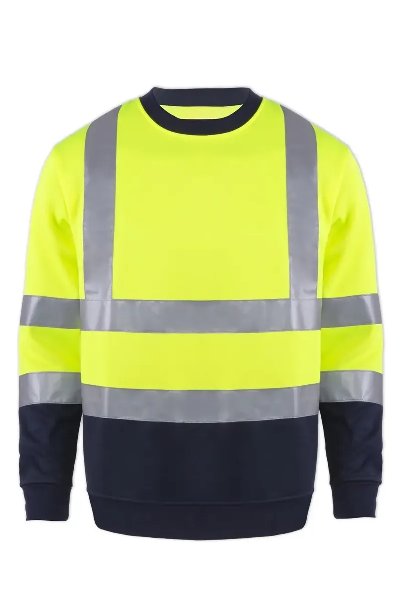 Reflektörlü Bisiklet Yaka Sweatshirt – Sarı/Lacivert