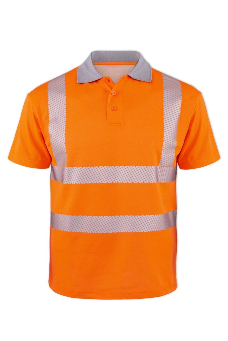Reflektörlü Polo Yaka Tişört – Turuncu Renk