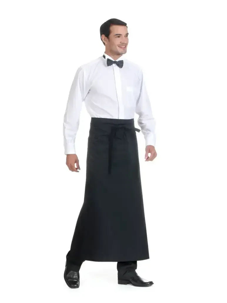Black Men’s Long Waiter’s Apron with Adjustable Waist