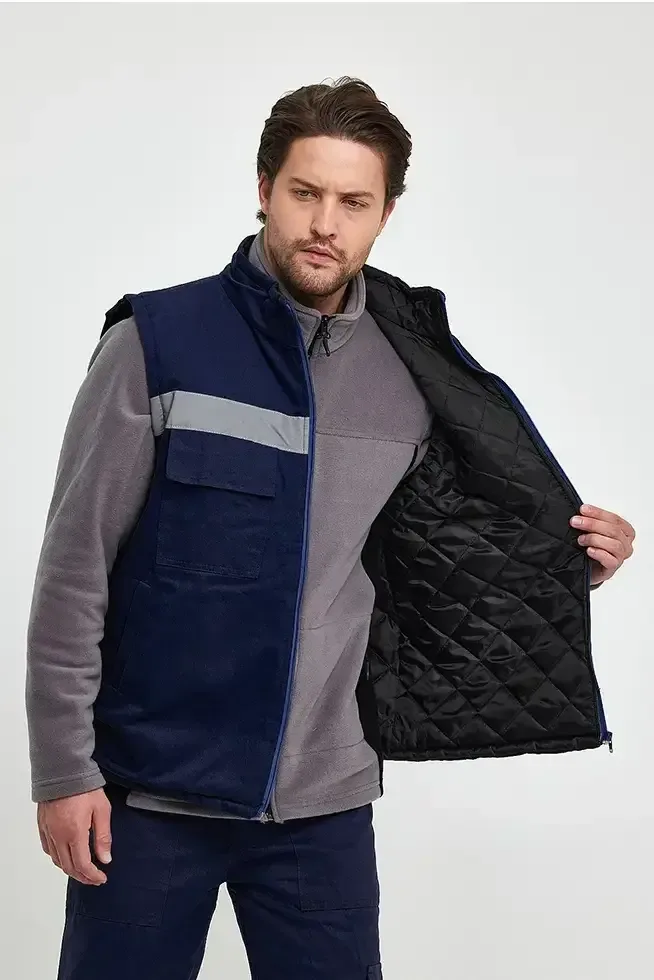 Logolu Yelek 7/7 Gabardin %100 Pamuk Reflektörlü