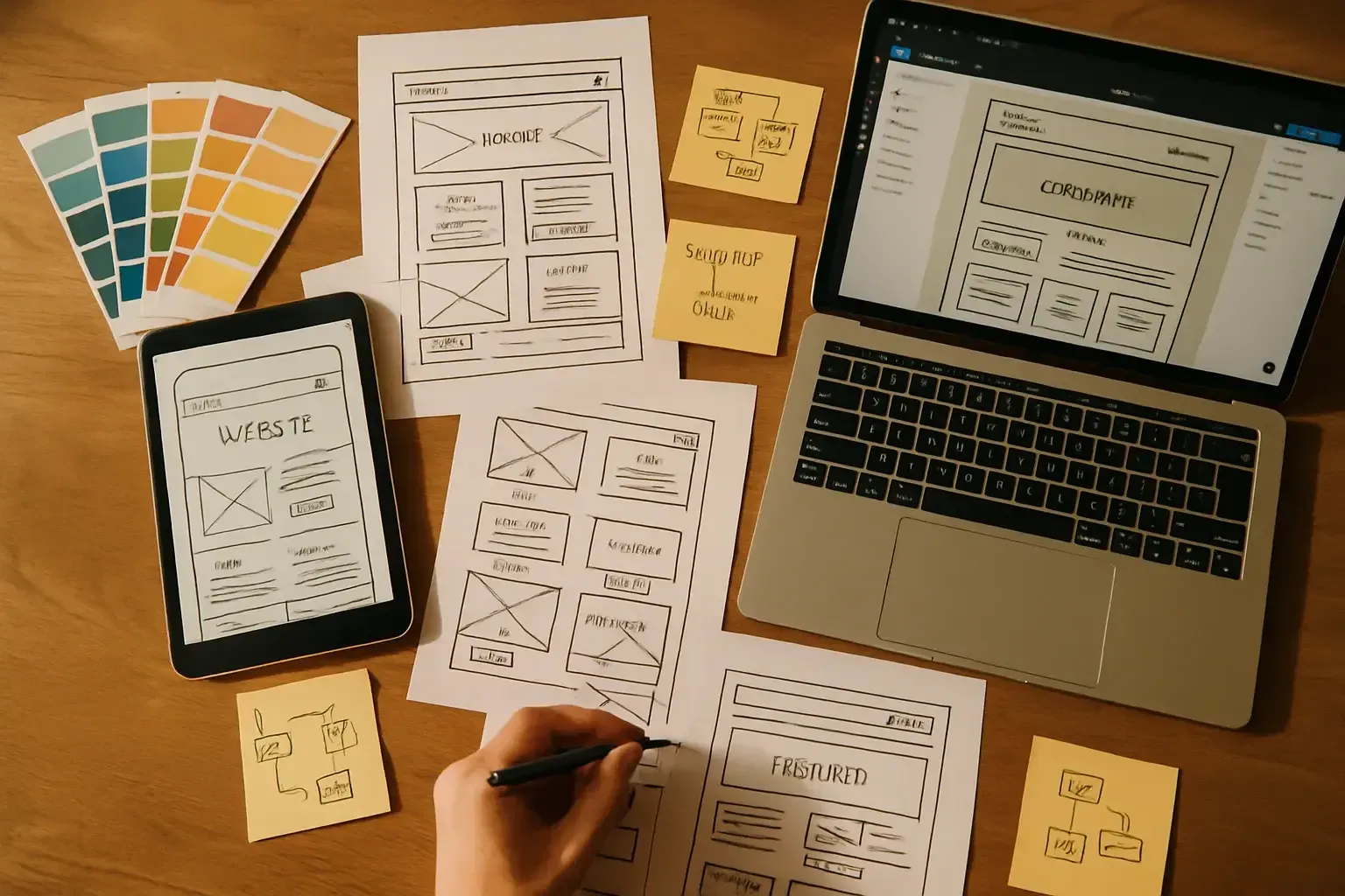 Kurumsal web sitesi tasarım süreci — wireframe ve UX planlama çalışması