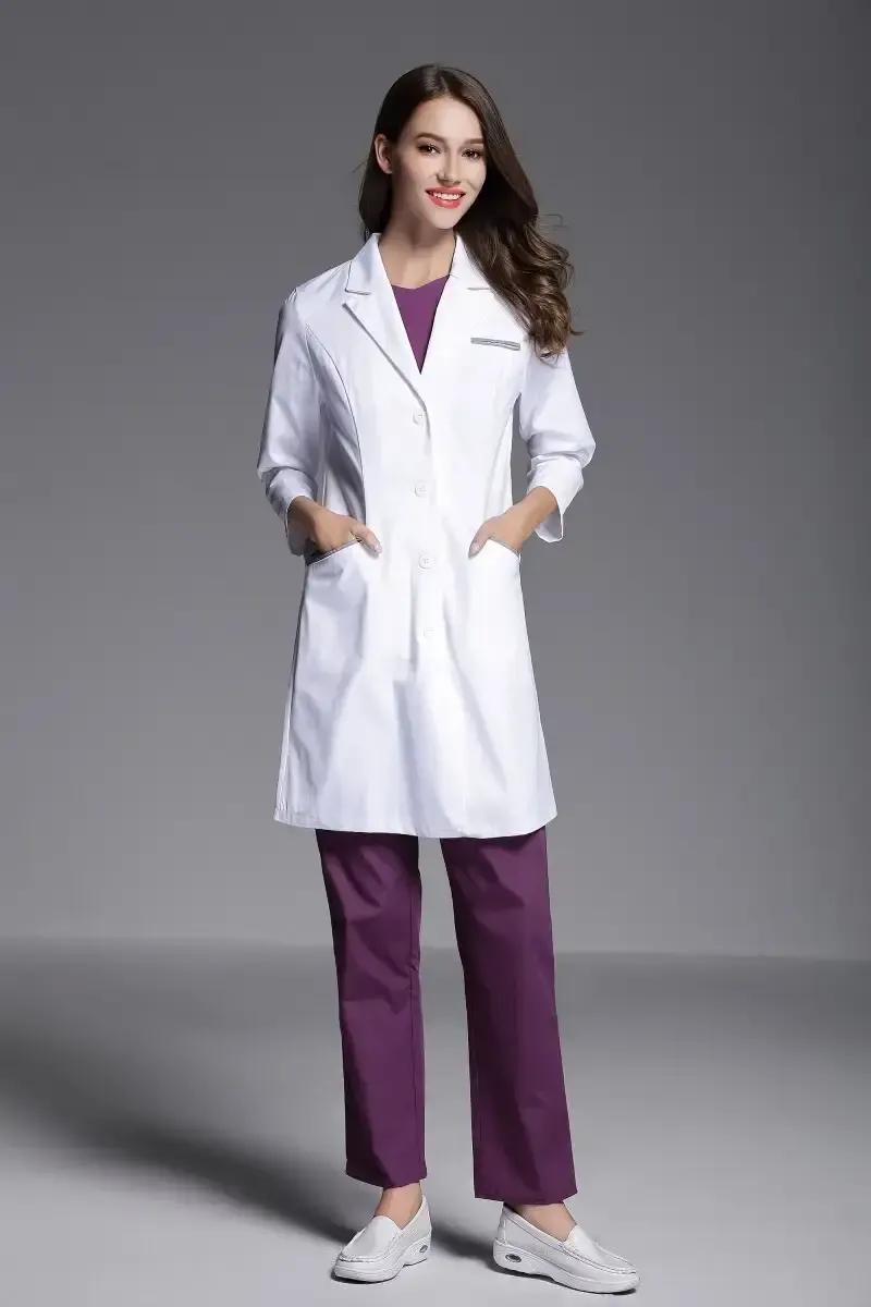 Beyaz Renk Ceket Yaka Bayan Stajyer, Öğretmen ve Doktor Önlüğü