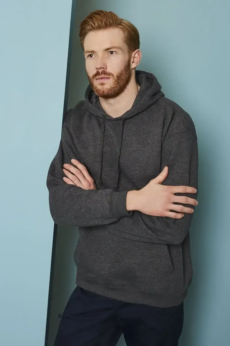 Gri Renk Kapüşonlu Erkek Sweatshirt