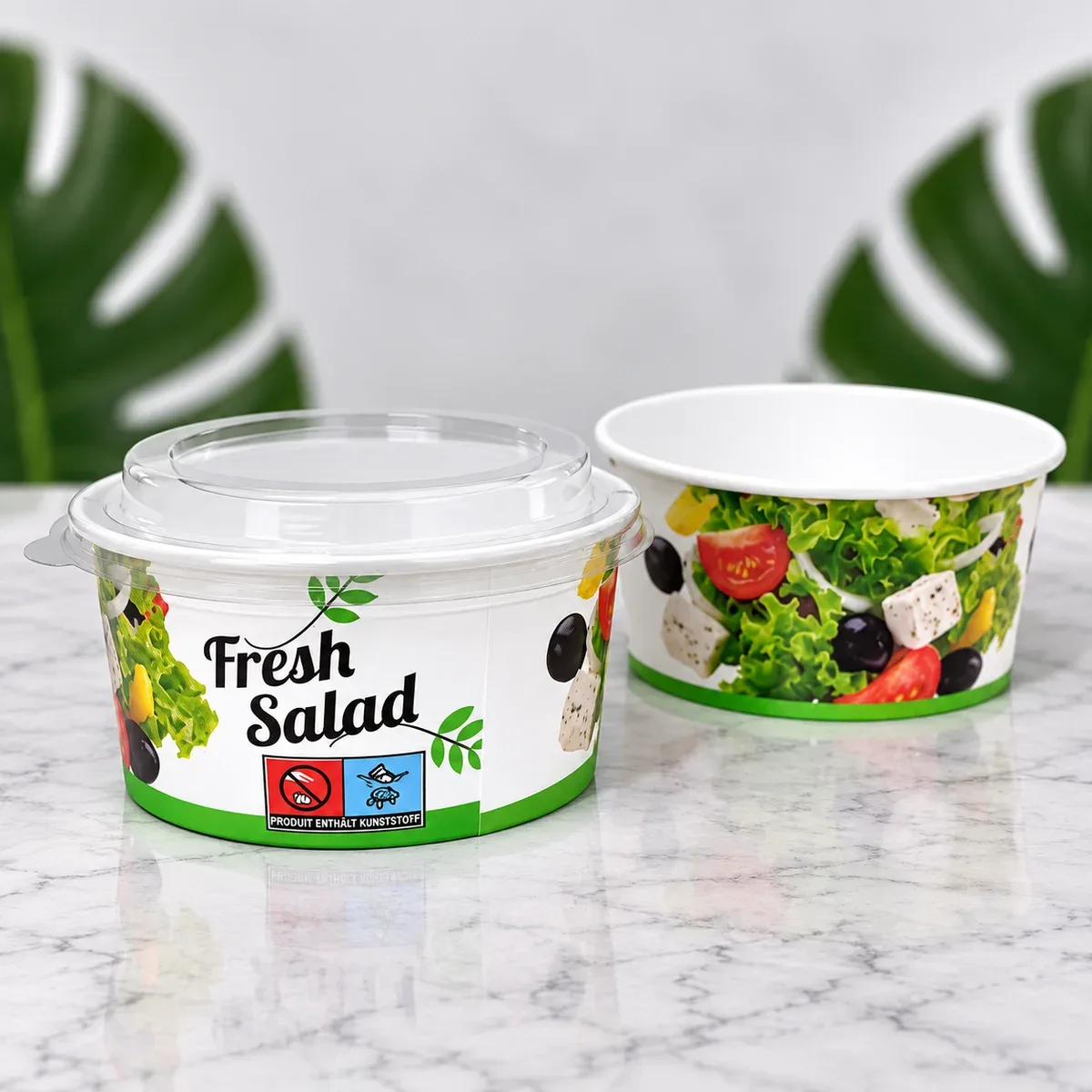 PET Kapaklı Karton Salata Kasesi