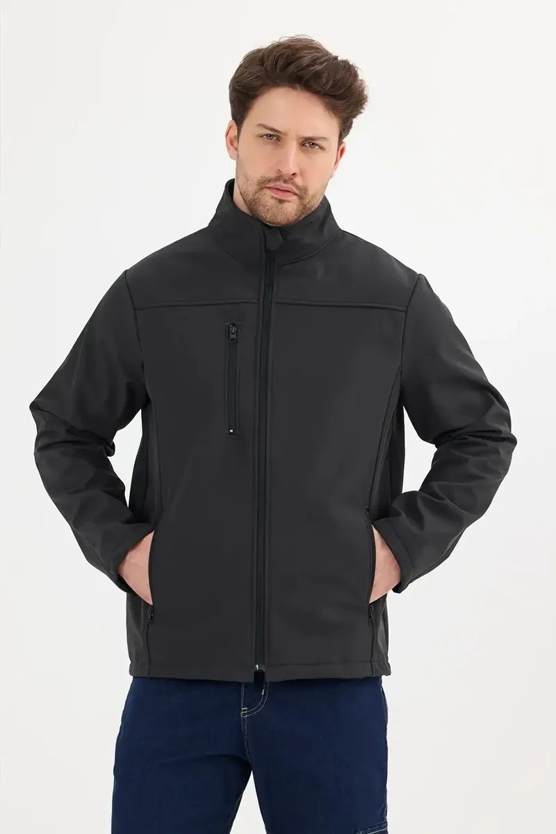 Füme Softshell İş Montu – Suya Dayanıklı ve Rüzgar Kesici