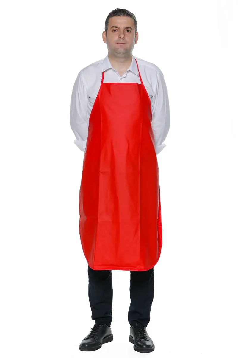 Red PVC Waterproof Dishwashing, Butcher and Cleaning Apron